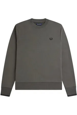 Fred Perry Mens Crew Neck Gunmetal Sweatshirt Cotton - Size Small