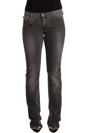 Costume National WoMens Gray Washed Low Waist Straight Denim Jeans - material_cotton - Size 28 (Waist)