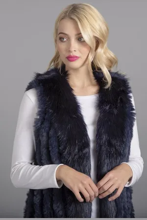Jayley Womens Cashmere Blend Faux Fur Gilet - - One Size