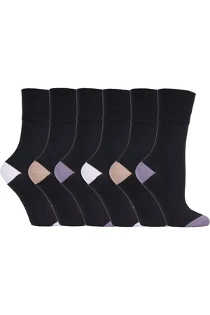 Gentle Grip Womens - 6 Pairs Ladies Non Elastic Socks - SOLRP10HT - Cotton - Size UK 4-8