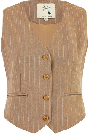 Yumi Womens Pinstripe Coat Vest - Size 16 UK