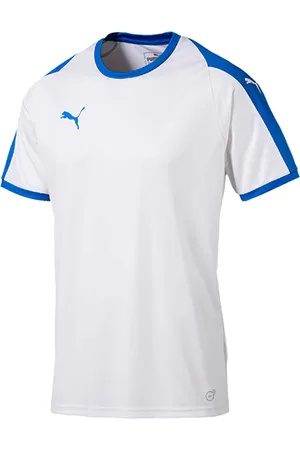 PUMA Liga Jersey Training T-Shirt Short Sleeve Crew Neck Blue Mens Top 703417 12 - - Size X-Small