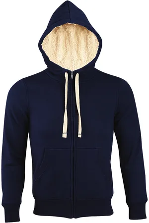 Sols Mens Sherpa Unisex Zip-Up Hooded Sweatshirt / Hoodie (French Navy) - - Size X-Small