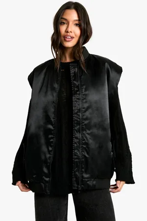 Boohoo Womens Oversized Gilet Satin Bomber Jacket - - Size 10 UK