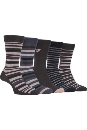 Farah 5 Pack Mens Thin Breathable Classic Striped Patterned Soft Top Cotton Dress Socks - FCS271BRNGRY (Striped) - - Size UK 6-11