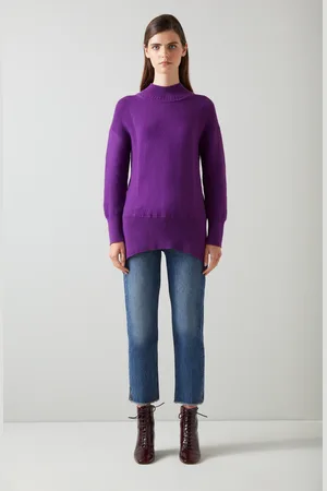 LK Bennett Womens Milly Knitted Tops,Deep - Size Small