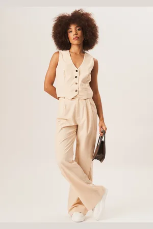 Gini London Womens Tailored Cotton Wide Leg Trousers - - Size 8 UK