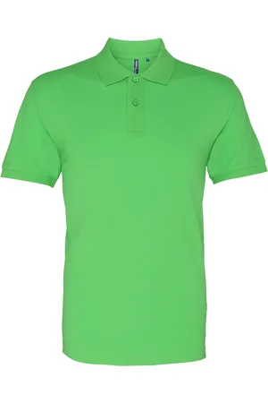 Asquith Mens Plain Short Sleeve Polo Shirt (Lime) - Cotton - Size Small
