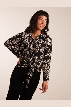 Blue Vanilla Womens Tie Front Oversized Shirt - - Size Small