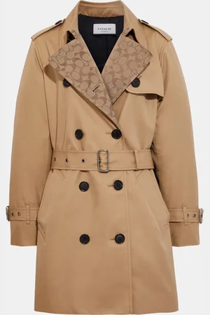 Coach Womens Signature Lapel Mid Trench - - Size Small