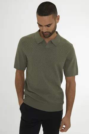 Threadbare Mens Dark Textured Front Short Sleeve Trophy Neck Knitted Polo - Size Small