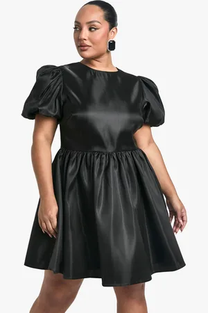 Boohoo Womens Plus Taffeta Bow Back Puff Sleeve Skater Dress - - Size 18 UK