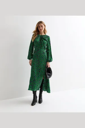 Gini London Womens Animal Twist Neck Long Sleeves Midi Dress - Size 14 UK