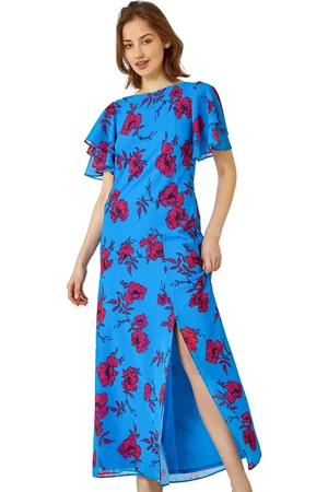 Roman Womens Floral Tiered Sleeve Maxi Dress - - Size 10 UK