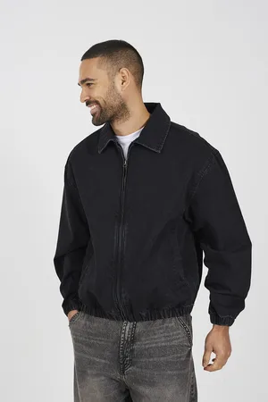 Brave Soul Mens Oversized Denim Bomber Jacket - Size Medium