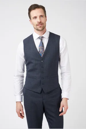 Racing Green Mens Windowpane Waistcoat - - Size 40 Regular
