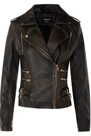 Infinity Womens Brando Biker Jacket-Loddon - Lamb Leather - Size 10 UK