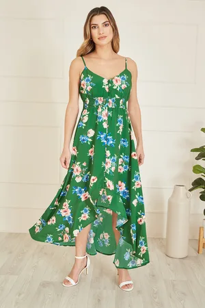 Mela Womens Floral High Low Frill Midi Dress - Size 12 UK
