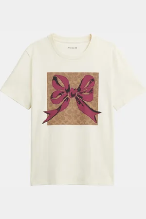 Coach Womens Signature Square Bow T-Shirt - - Size Small