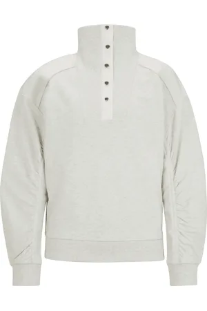 HUGO BOSS Womens C_Ehybra Regular-Fit Hybrid Sweatshirt in Cotton - Size 10 UK