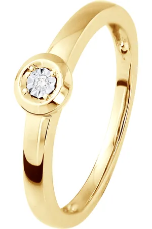 Diadema Womens Diamond Solitaire Ring 0.010 0.50 Cts Cts Illusion Yellow Gold - - Size S