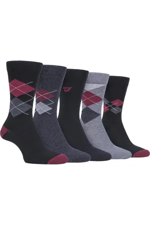Farah 5 Pack Mens Thin Breathable Classic Argyle Patterned Soft Top Cotton Dress Socks - FCS270BLKBER (Argyle) - - Size UK 6-11