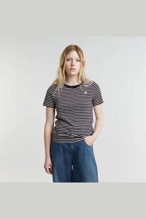 G-Star Womens G-Star RAW Front Seam Stripe Top - Cotton - Size 2XS