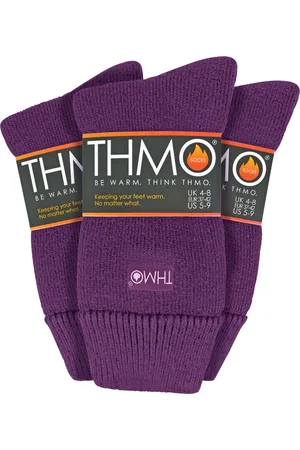 THMO Womens - 3 Pack Multipack Ladies Thick Winter Warm Socks with Comfort Top - - Size UK 4-6.5