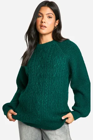 Boohoo Womens Maternity Cable Knit Oversized Crew Neck Jumper - - Size 12 UK