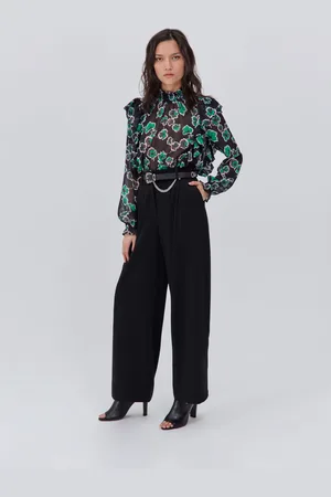 IKKS Womens Floral Print Ruffle Blouse - - Size 8 UK