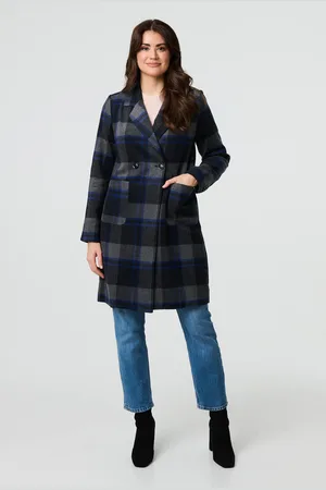 Izabel London Womens Checked Double Breasted Jacket - Size 16 UK