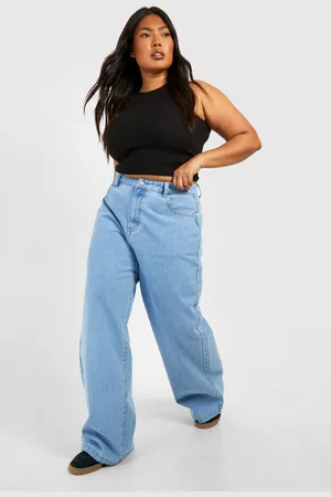 Boohoo Womens Plus High Waist Wide Leg Jean - Cotton - Size 26 UK