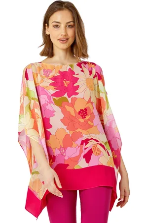 Roman Womens Floral Print Cold Shoulder Top - - Size 10 UK