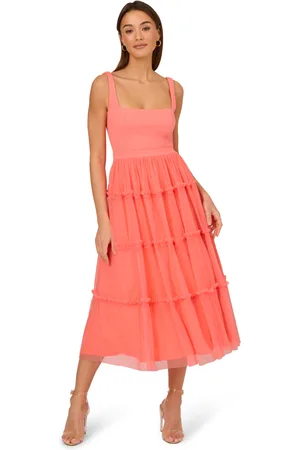 Adrianna Papell Womens Knit And Mesh Midi Dress - - Size 6 UK