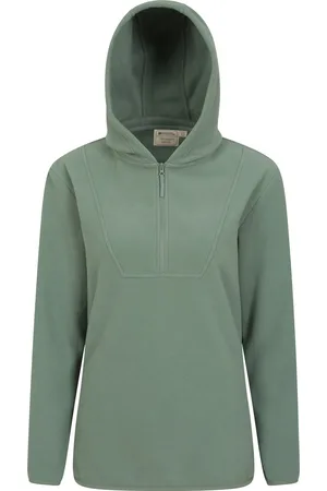 Mountain Warehouse Womens/Ladies Corrie Hooded Half Zip Fleece Top ( Green) - Size 8 UK