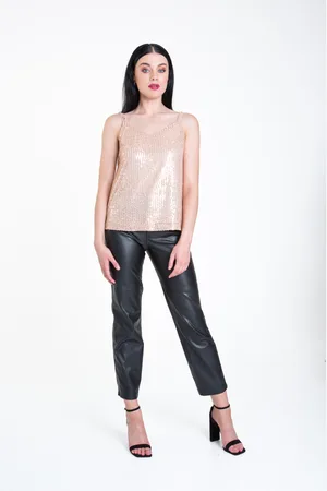 Gini London Womens Sequin V Neck Cami Top - - Size Small/Medium