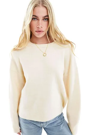 ASOS Womens boxy crew neck jumper in -White - Size Large