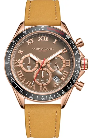 Anthony Mens Hand Assembled Tachymeter Turbo Gold Leather - One Size