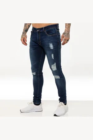 Enzo Mens Skinny Ripped Jeans - Cotton - Size 38 Regular