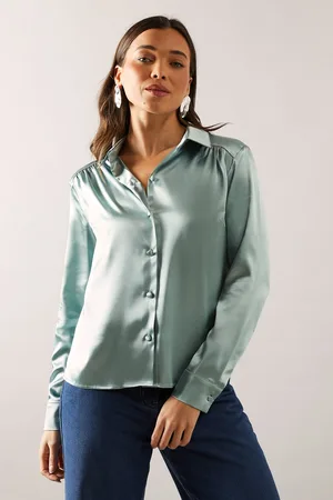 wallis Womens Petite Button Front Satin Shirt - - Size 20 UK