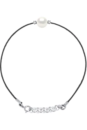 Diadema Womens - Bracelet - Black Nylon - Freshwater Pearl - Diamonds - One Size