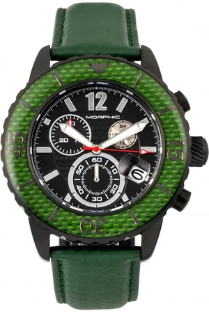 Morphic Mens M51 Series Chronograph Leather-Band Watch w/Date - Stainless Steel - One Size
