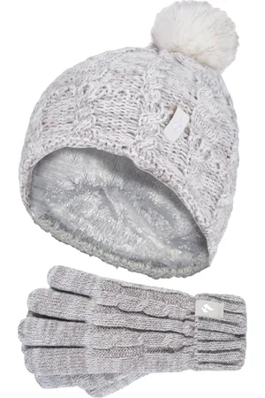 Heat Holders Girls Bobble Pom Pom Hat and Gloves Set