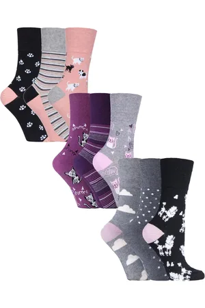 Gentle Grip 9 Pair Multipack Ladies Cotton Crew Non Elastic Socks