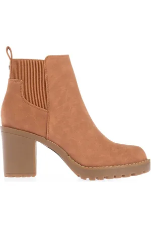 ONLY Womens Barbara Heeled Chelsea Boots in Cognac - Suede - Size UK 6