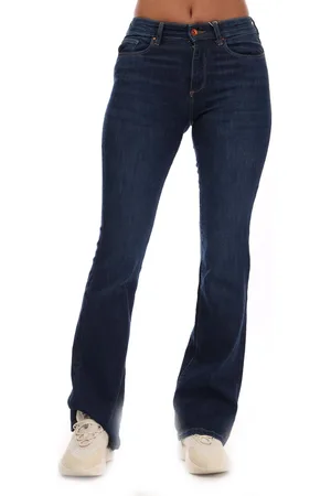 ONLY Womens Ann Mid Rise Flared Jeans in Dark Cotton - Size 12-14 Short (UK Womens)
