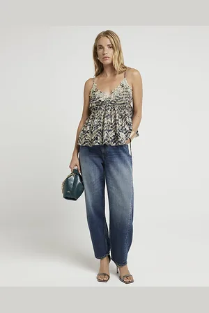 River Island Womens Cami Top Embellished Floral - Size 14 UK