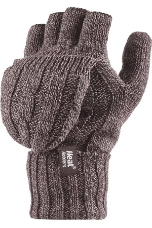 Heat Holders Womens Thermal Converter Fingerless Cable Knit 2.3 tog Gloves - Silk - One Size