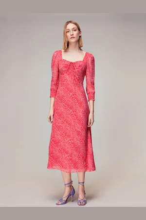 Whistles Womens Diagonal Leopard Midi Dress - - Size 12 UK