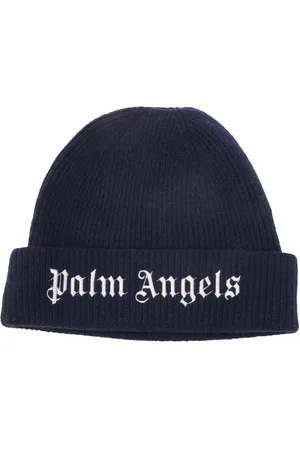 Palm Angels Boys Accessories Juniors Knit Logo Beanie in Navy-White - - One Size